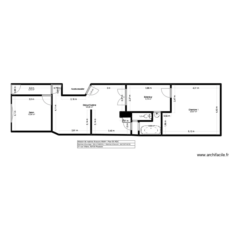 RABHEU RDC EX. Plan de 9  et 75 m²