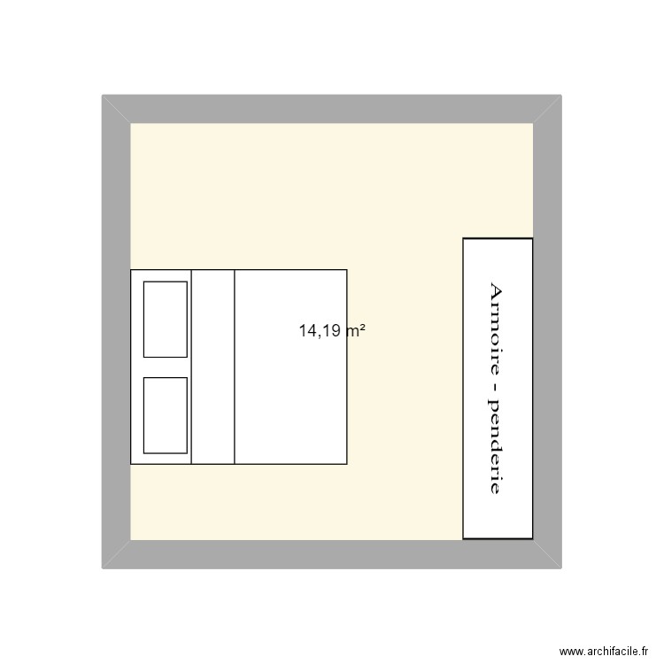 Chambre. Plan de 1 pièce et 14 m2