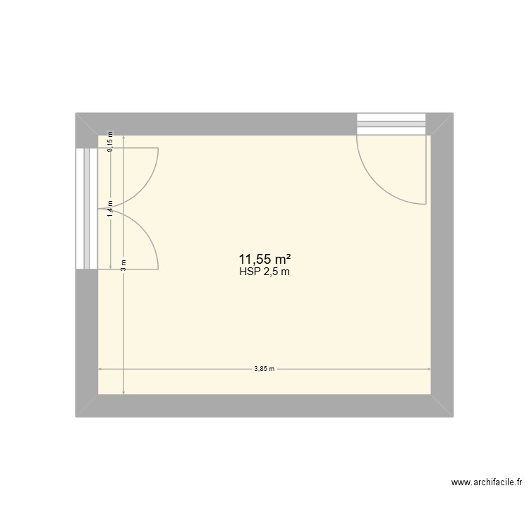 Bureau. Plan de 1 pièce et 12 m2