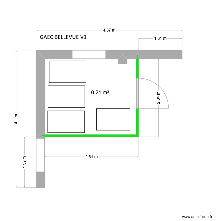 GAEC BELLEVUE V1. Plan de 1  et 6 m²