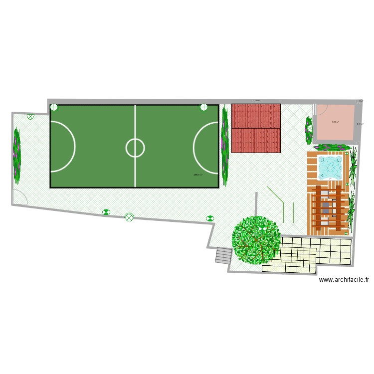 Jardin. Plan de 5 pièces et 299 m2
