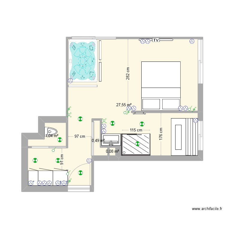 suite luxe 3 ELEC. Plan de 4 pièces et 29 m2