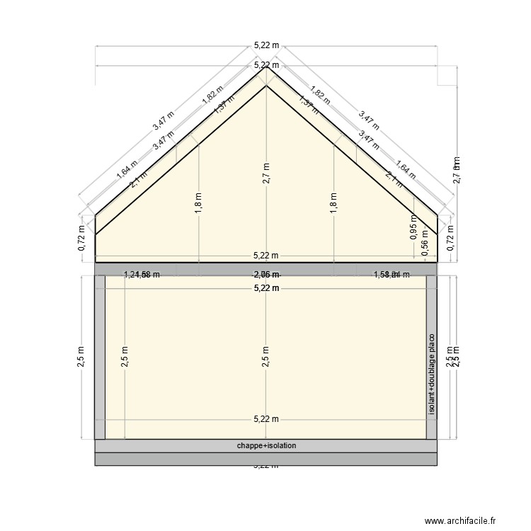 Plan de coupe maison. Plan de 0 pièce et 0 m2