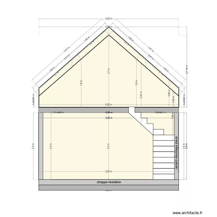 Plan de coupe maison. Plan de 0 pièce et 0 m2