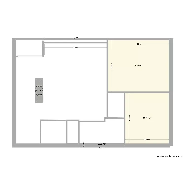 Cointe. Plan de 4 Pièces et 28 m²