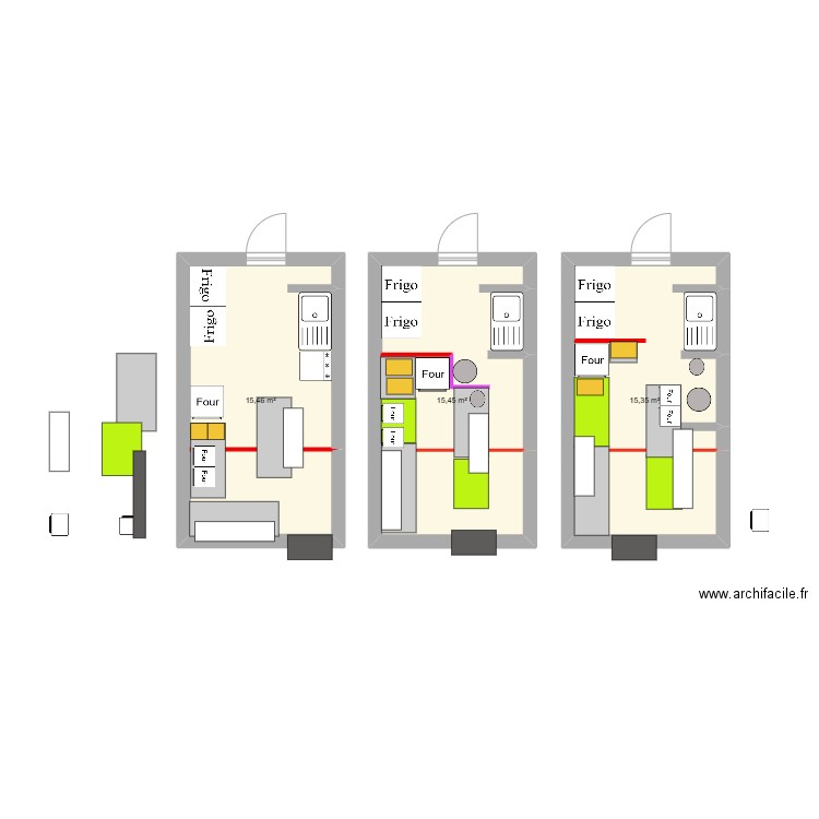 FRAY NEW. Plan de 3 pièces et 46 m2