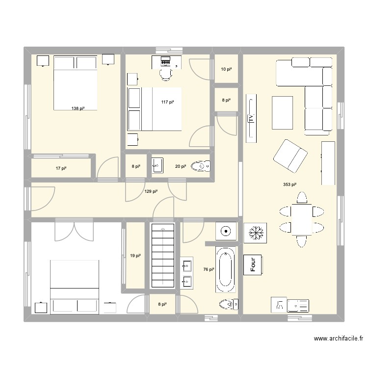 étage 18e plan2. Plan de 12 pièces et 84 m2