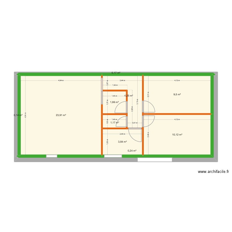 Bat A. Plan de 10 pièces et 55 m2