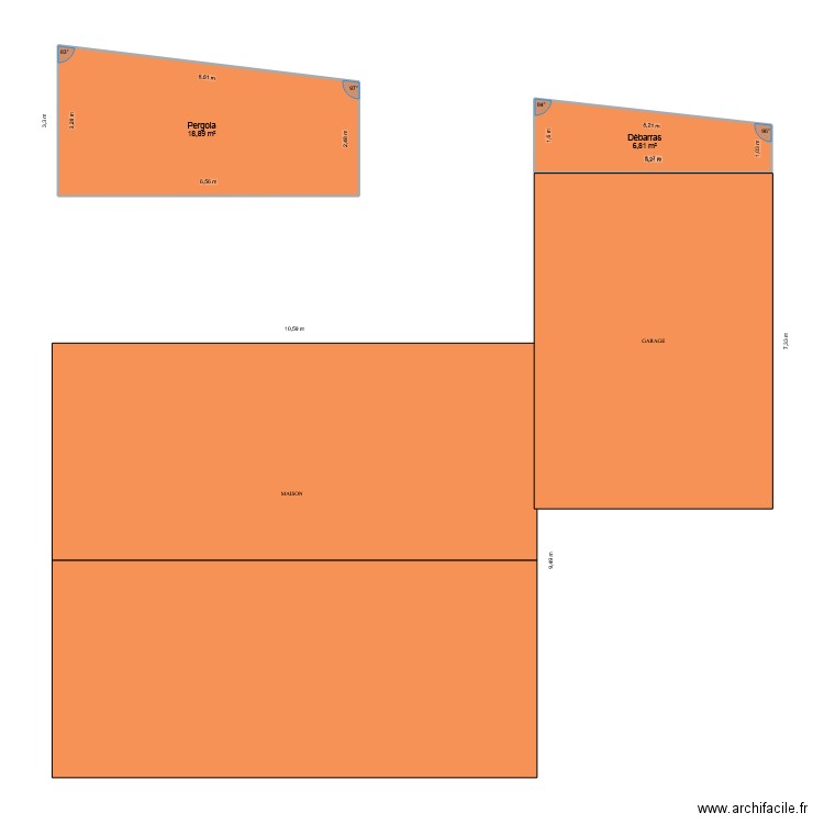 DPC 4 - Les plans des toitures. Plan de 2 pièces et 26 m2