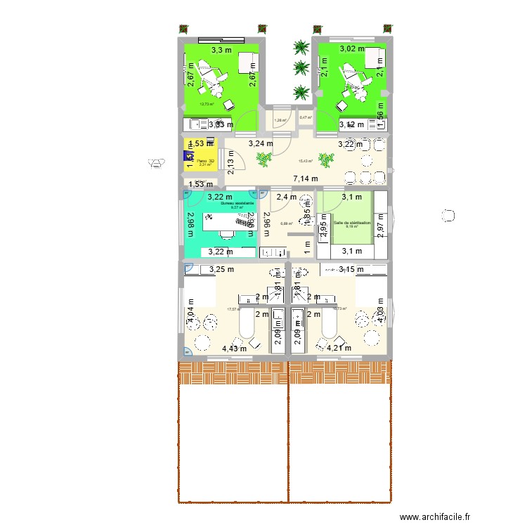 9 stade villa aiguillon agrandissement 2. Plan de 12 pièces et 105 m2