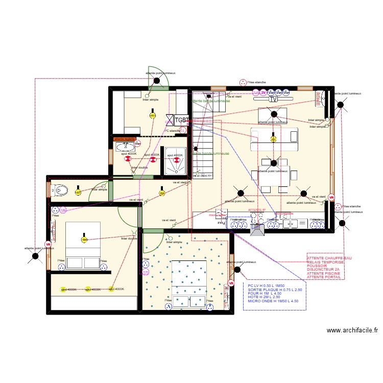 PLAN RDC MSR KBIDI. Plan de 5 pièces et 72 m2