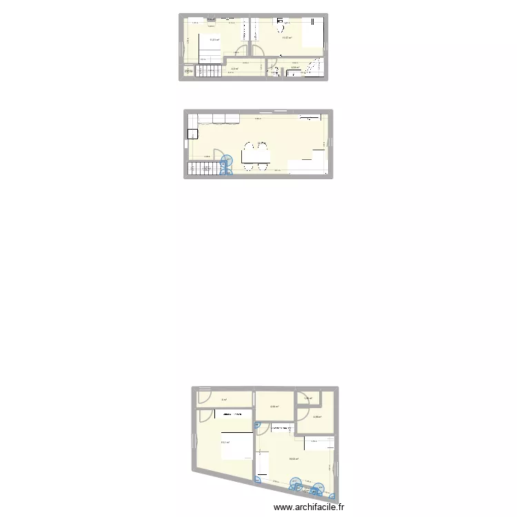 Maison. Plan de 15 pièces et 117 m²
