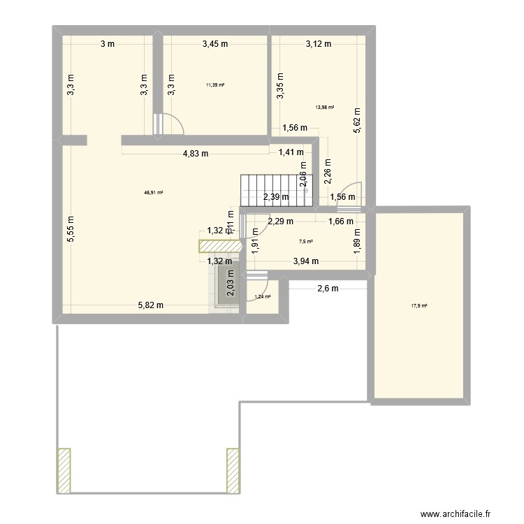 Maison Saint Jean RDC. Plan de 6 pièces et 99 m2