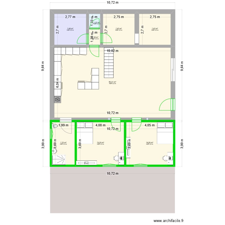 maison. Plan de 8 pièces et 123 m2