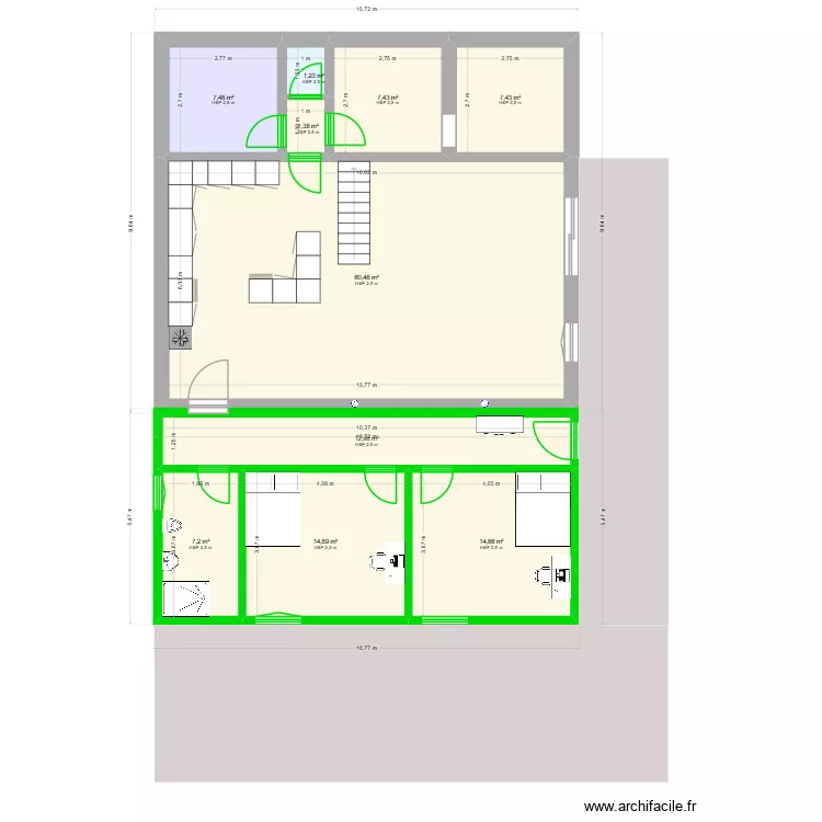 maison. Plan de 10  et 135 m²