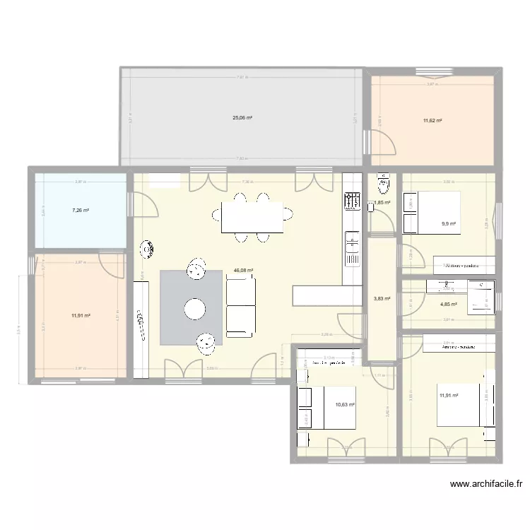 Caillab&egrave;nes bis. Plan de 11  et 145 m²