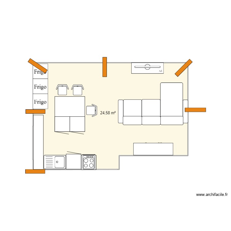 Cuisine comble Margny. Plan de 0 pièce et 0 m2