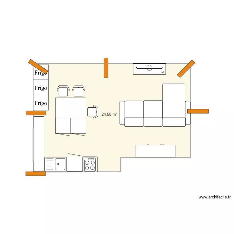 Cuisine comble Margny. Plan de 
