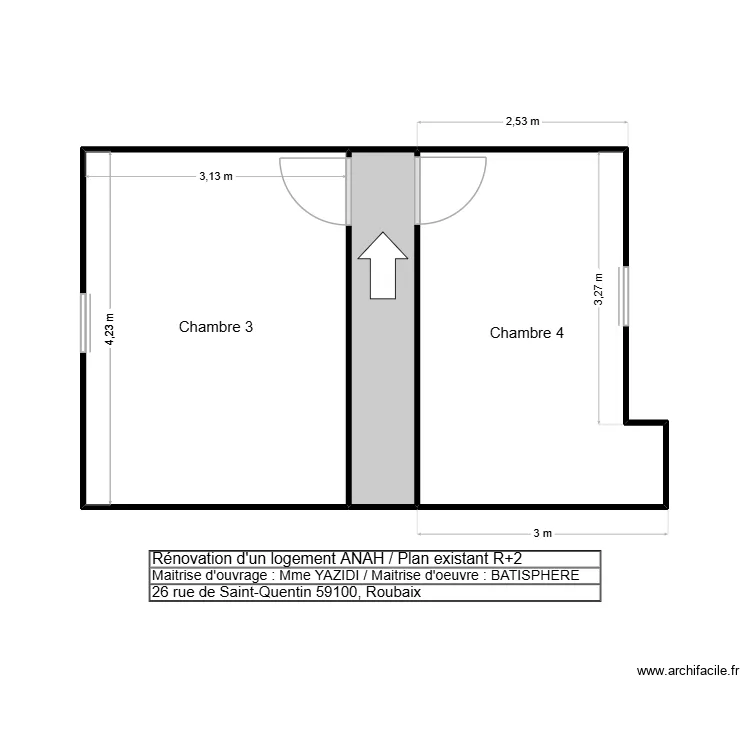 YAZIDI R+2 EX ISO. Plan de 3  et 27 m²