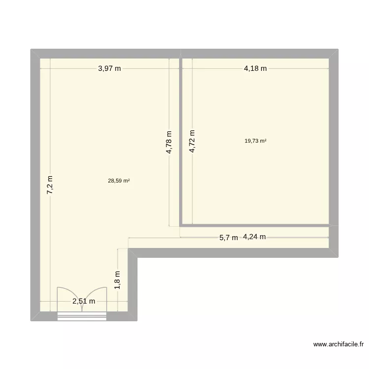 Plan Hibert. Plan de 2 Pièces et 48 m² Plan Hibert. Plan de 2 Pièces et 48 m²