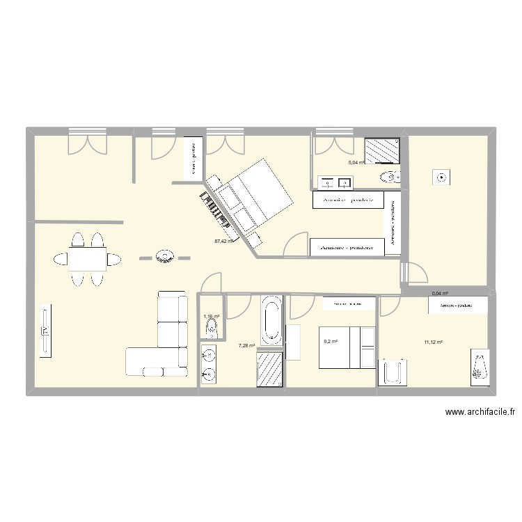 MAISON. Plan de 7 pièces et 121 m2