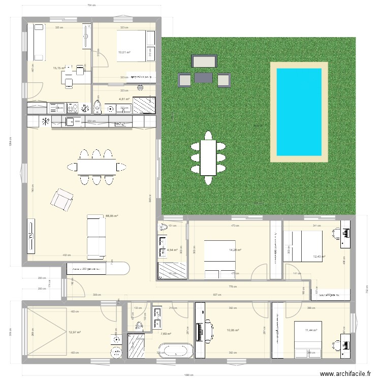 projet cuttoli terrain 2. Plan de 11 pièces et 171 m2