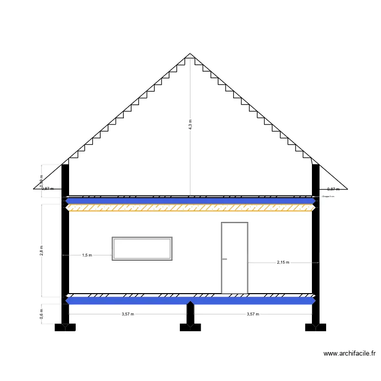 Maison Ma&ccedil;onnerie Pignon exemple. Plan de 