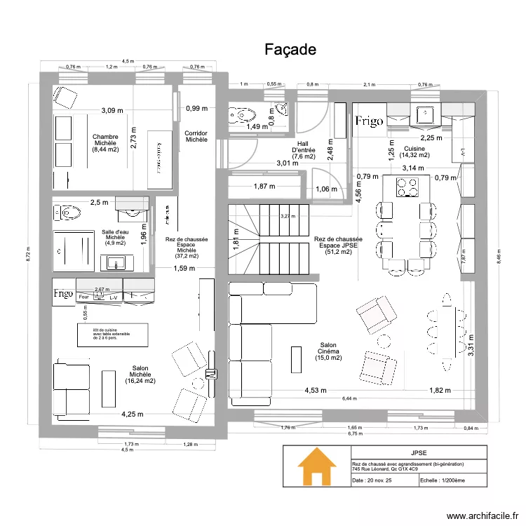 JPSE Agrandissement 2025 RC+1&Eacute;. Plan de 
