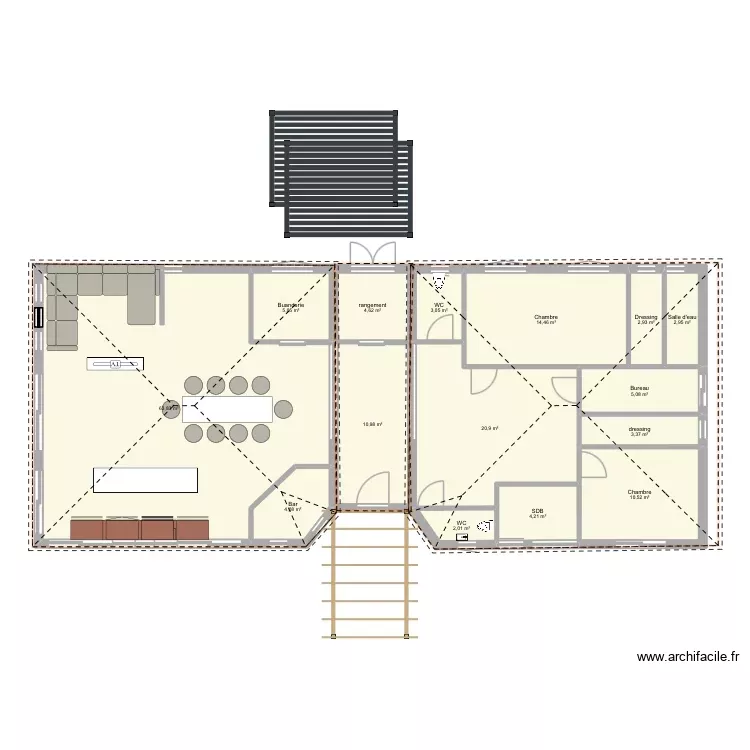 projet. Plan de 15 Pièces et 158 m²