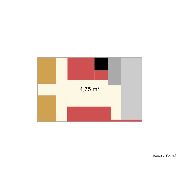 plane B. Plan de 1 pièce et 5 m2