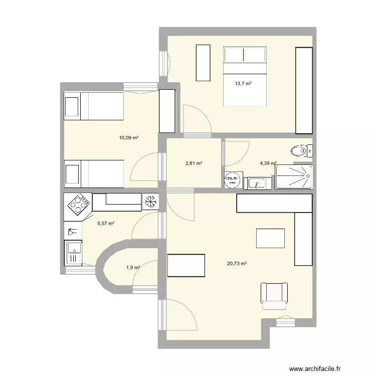 Appartement AA v3. Plan de 