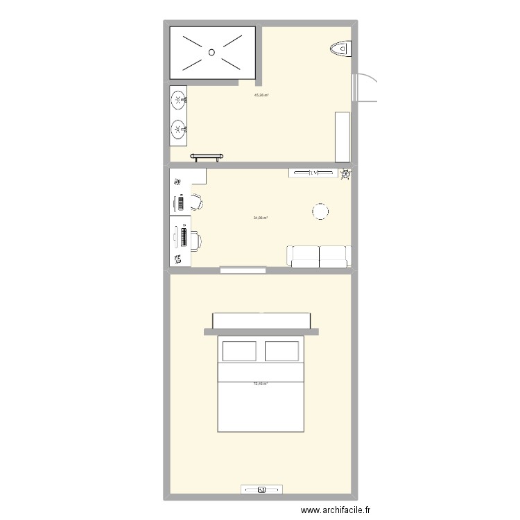 de kerimel. Plan de 3 pièces et 155 m2