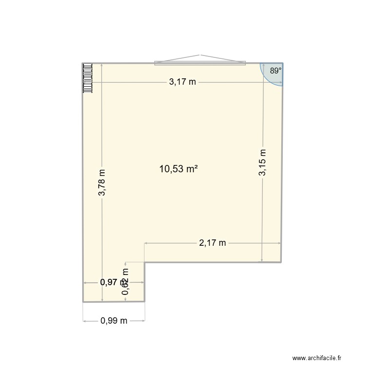 Chambre Enfant. Plan de 1 pièce et 11 m2
