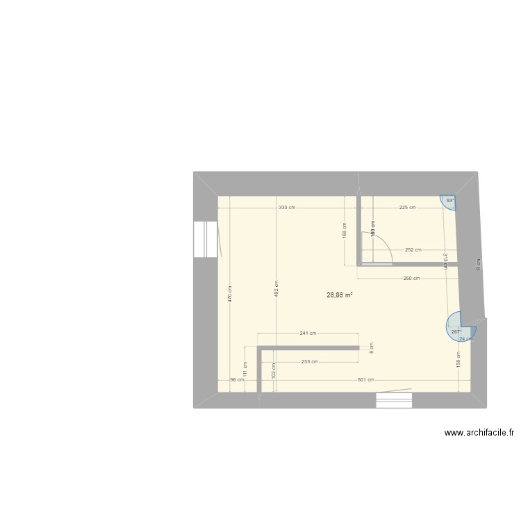 studio v4. Plan de 1 pièce et 27 m2