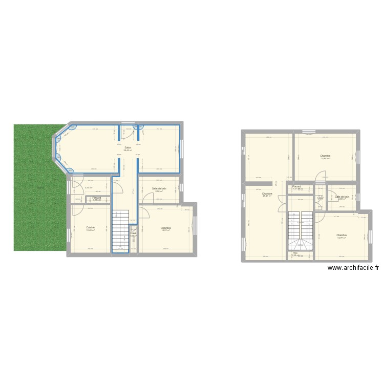 18 echelle. Plan de 15 pièces et 151 m2