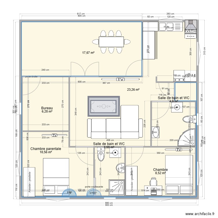 Maison T3 cedric 2. Plan de 7 pièces et 75 m2