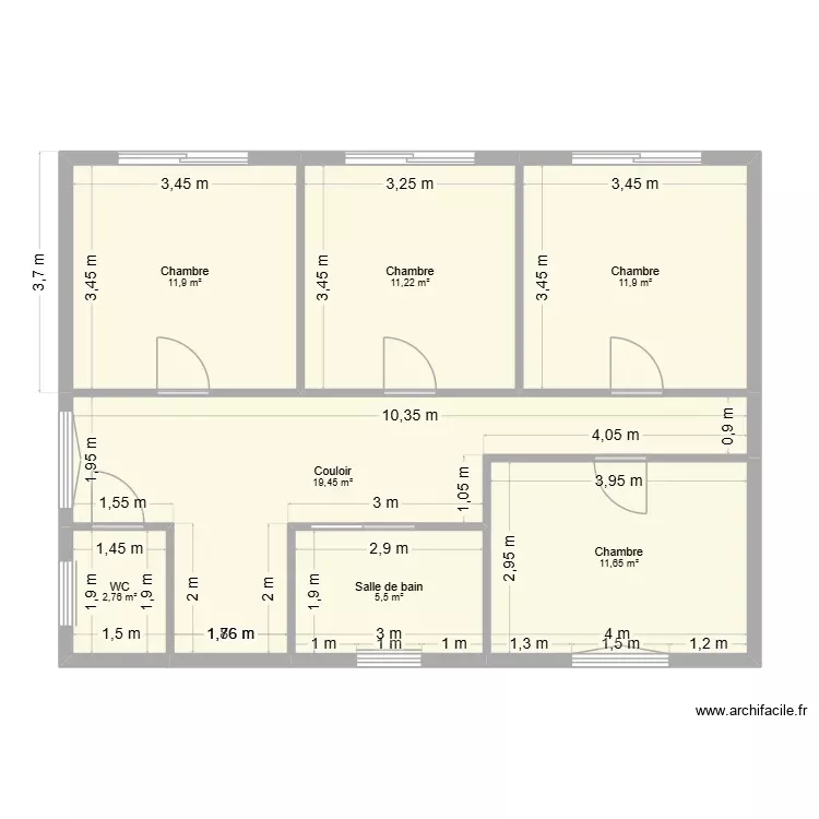 ETAGE. Plan de 7 Pièces et 74 m² ETAGE. Plan de 7 Pièces et 74 m²