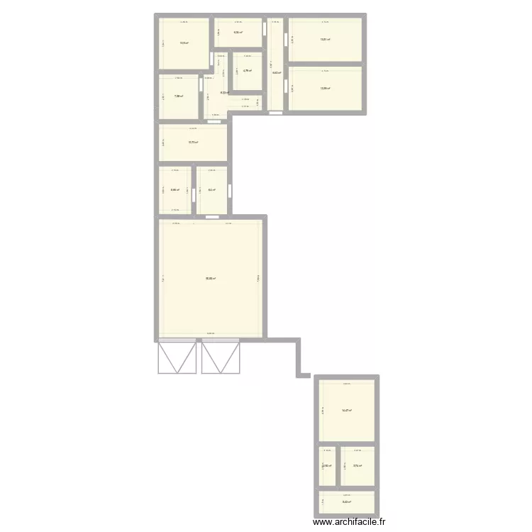 maison. Plan de 16  et 174 m²
