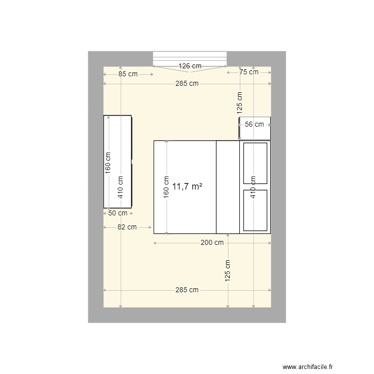 Chambre FD Rungis. Plan de 1 pièce et 12 m2