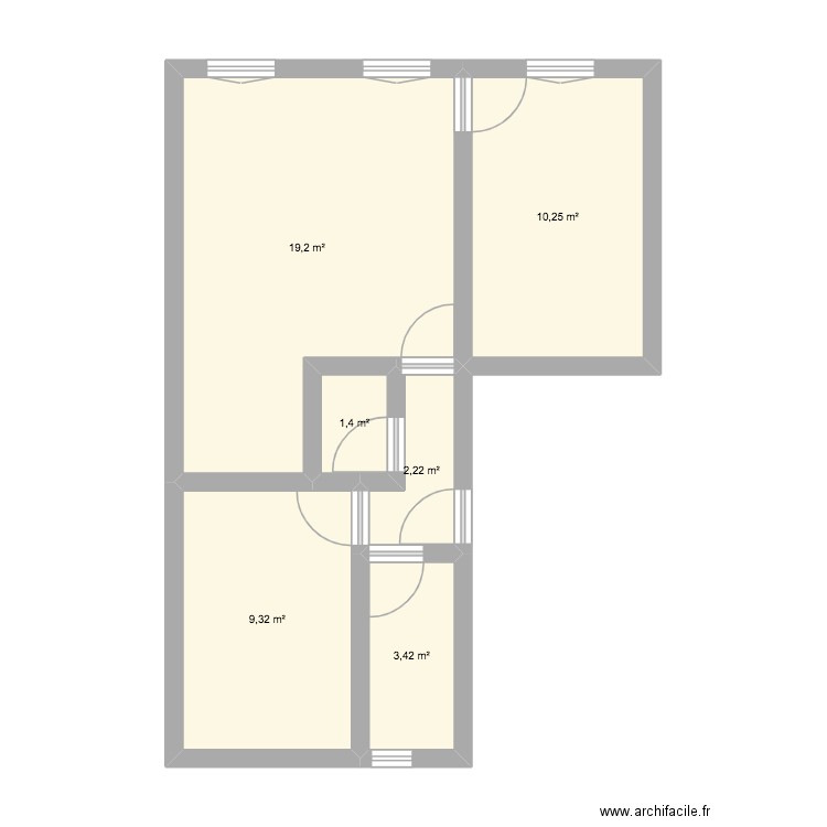 Plan - Akan non meublé. Plan de 6 pièces et 46 m2