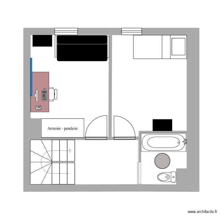 triplex2. Plan de 10 pièces et 96 m2