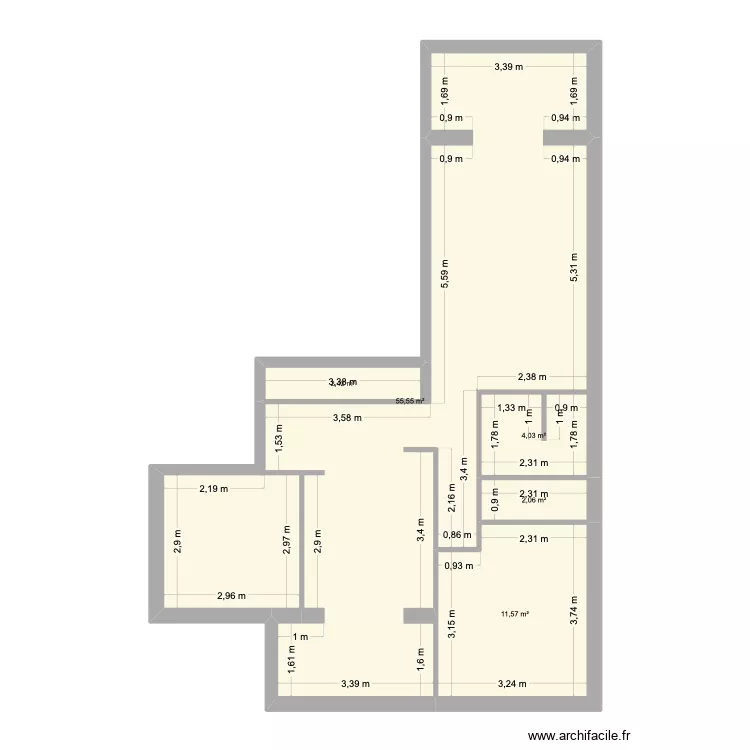T3 SANARY. Plan de 5  et 76 m²
