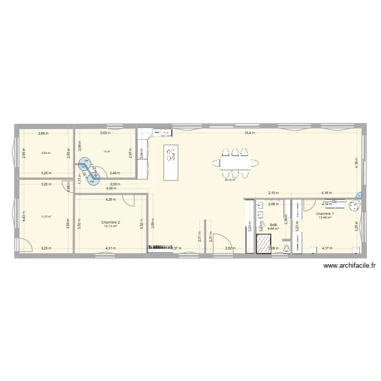 maison 4. Plan de 7  et 150 m²