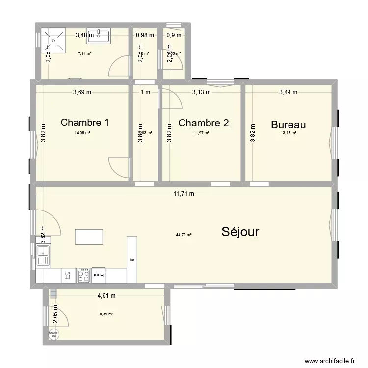 maison_modifiee. Plan de 9 Pièces et 108 m²