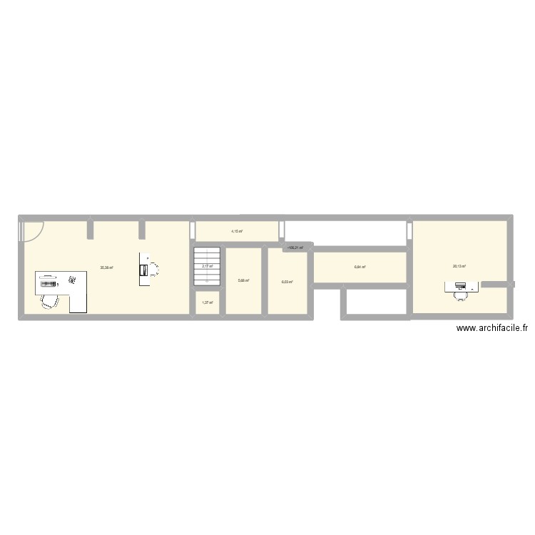 etude lens. Plan de 9 pièces et 82 m2