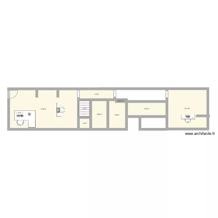 etude lens. Plan de 9 pièces et 82 m²