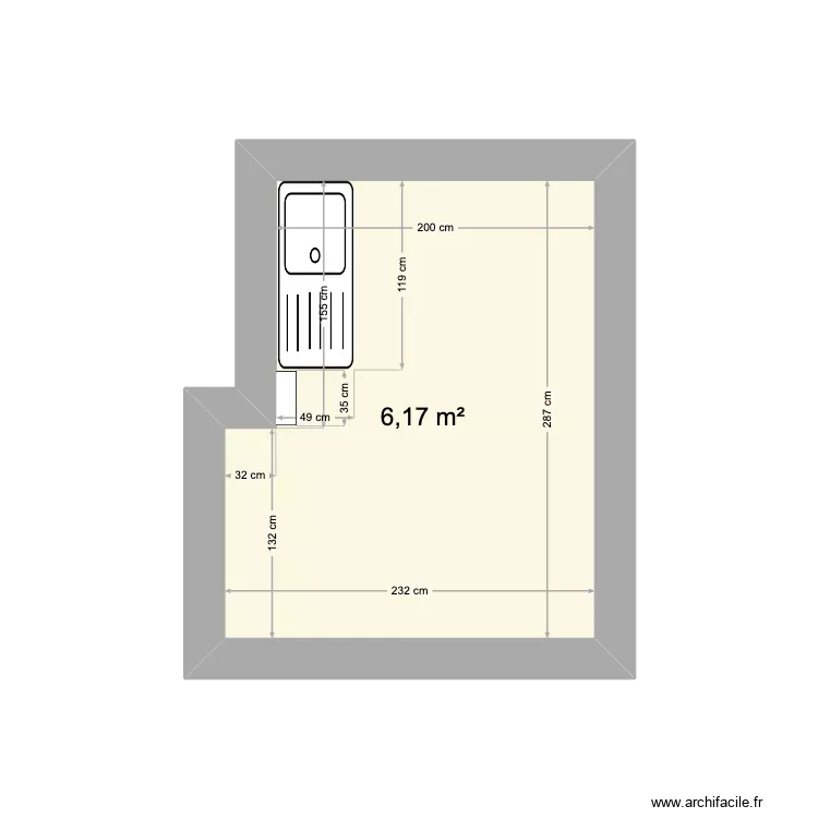 Cuisine_meublée. Plan de 1 et 9 m² Cuisine_meublée. Plan de 1 et 9 m²