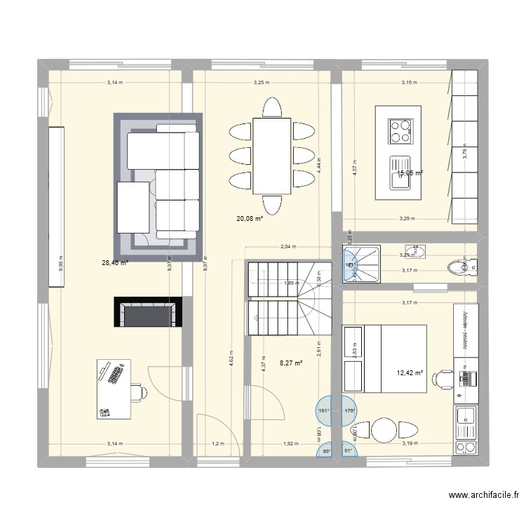 Maison la Hulpe 3. Plan de 5 pièces et 84 m2