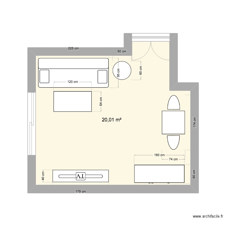 salon bussy 2. Plan de 1 pièce et 20 m2