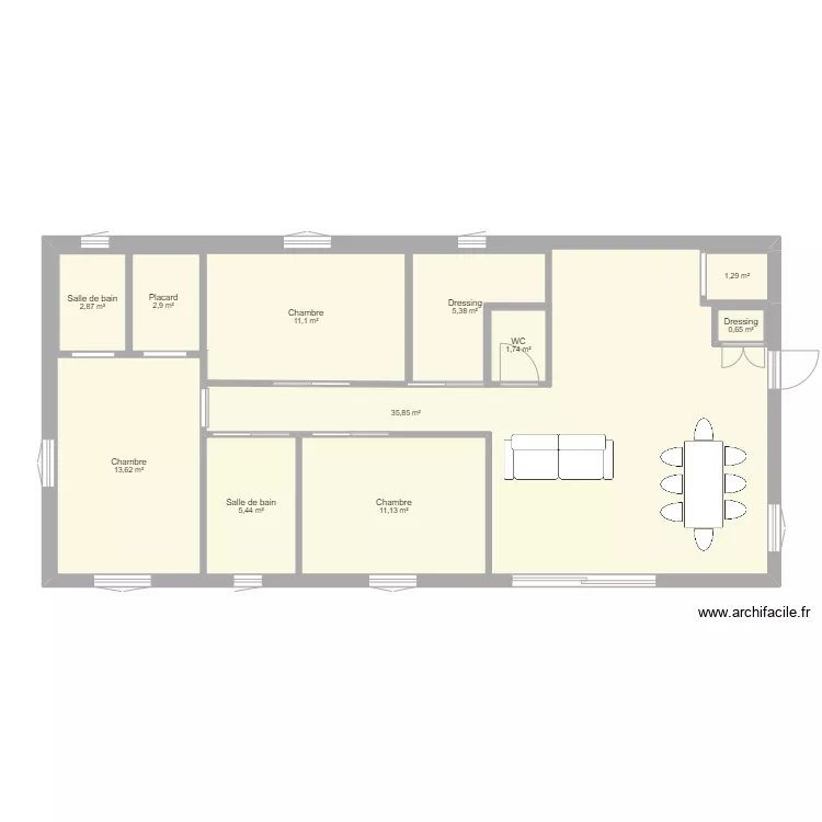 clement 100m2 forme simple. Plan de 